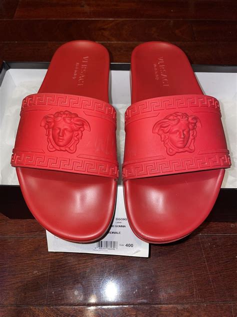 red versace slides ebay|Versace vanitas slides.